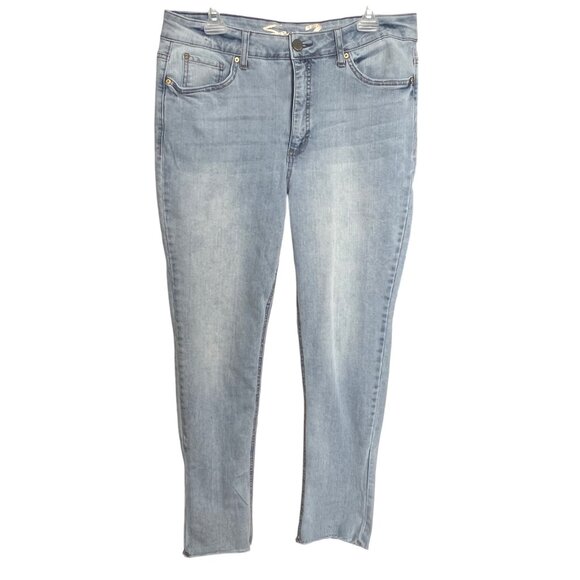 Seven7 Light Wash High Rise Slim Straight Denim Blue Jeans Womens Size 14 - Picture 1 of 9